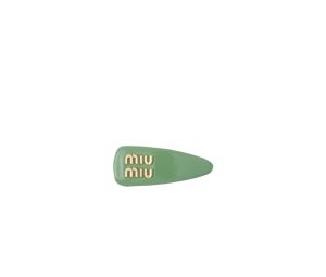 Buy Miu Miu Patent Leather Hair Clip With Metal Lettering Logo Sage Green at Sasom – Authentic and Ready to Ship