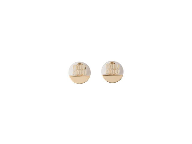 Miu Miu Miu Miu Plexiglas And Metal Earrings With Visible Logo Gold-Transparent - view 1