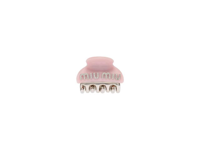 Miu Miu Miu Miu Plexiglas And Metal Hair Clip With Artificial Crystals And Visible Logo Petal - view 1