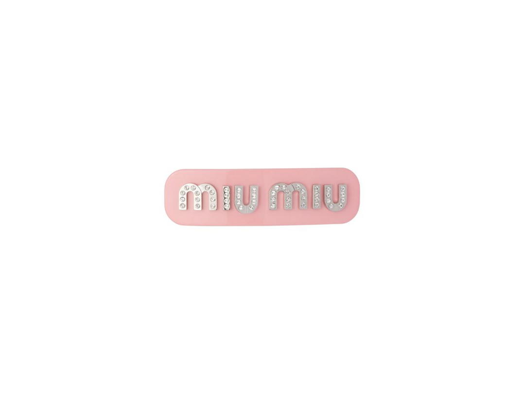 Miu Miu Miu Miu Plexiglas And Metal Hair Clip With Visible Lasered Logo Petal-Crystal
