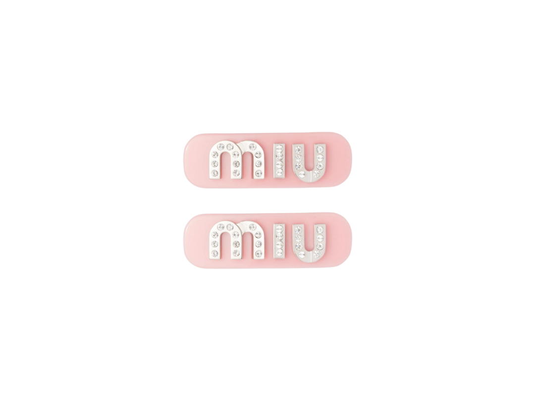 Miu Miu Miu Miu Plexiglas And Metal Hair Clips With Visible Lasered Logo Petal-Crystal