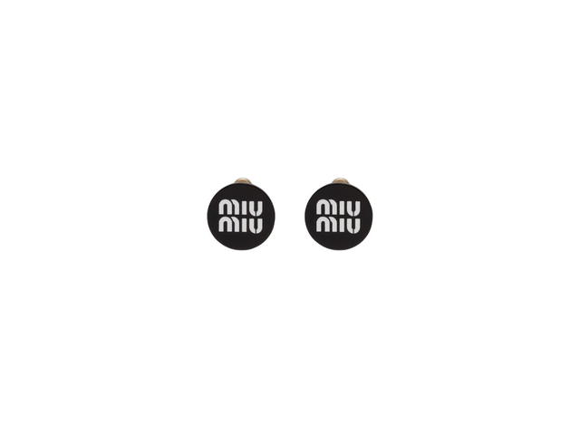 Miu Miu Miu Miu Plexiglas Earrings With Visible Logo Black White - view 1