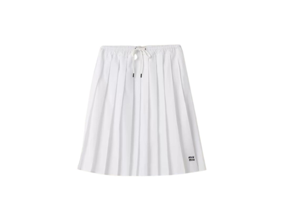 Miu Miu Miu Miu Poplin Skirt With Embroidered Logo White