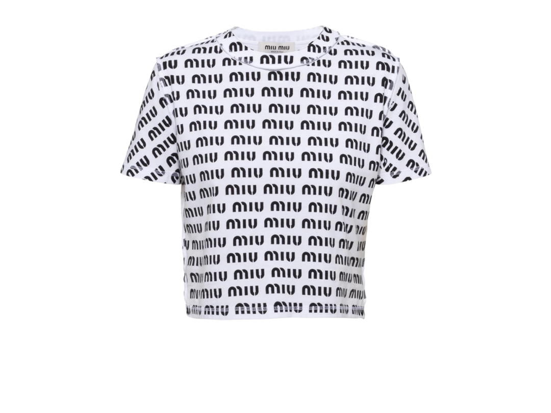 Miu Miu Miu Miu Print Cotton T-Shirt White