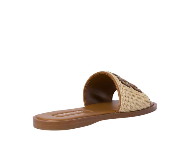 Miu Miu Miu Miu Raffia-Effect Woven Fabric Slides Natural - view 3