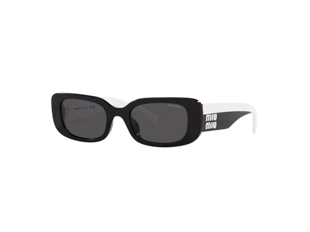 Miu Miu Miu Miu Rectangle Sunglasses In Black Acetate Frame With Dark Gray Lenses - view 1
