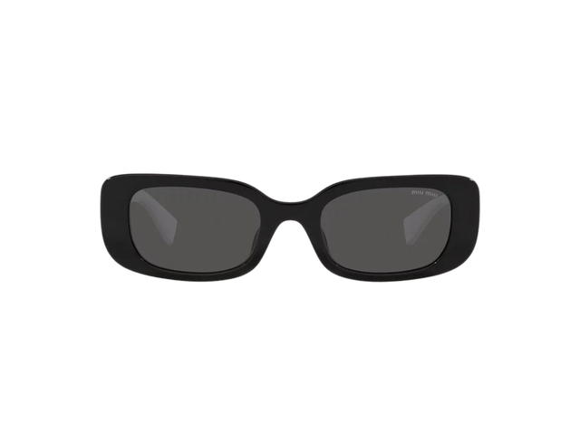 Miu Miu Miu Miu Rectangle Sunglasses In Black Acetate Frame With Dark Gray Lenses - view 2