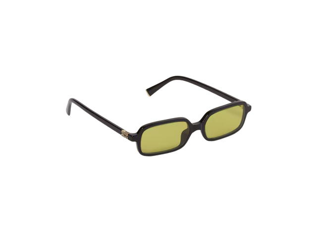 Miu Miu Miu Miu Regard Sunglasses In Black Recycled Bio-Acetate Frame With Acid Yellow Lenses - view 2