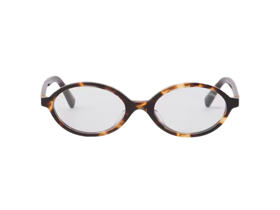 Miu Miu Miu Miu Regard Sunglasses In Honey Tortoiseshell Acetate Frame With Clear Blue Light Filter Stand Fit 