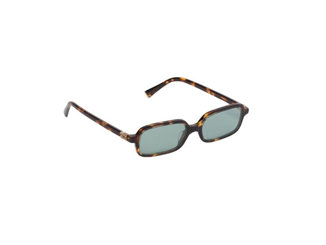 Miu Miu Miu Miu Regard Sunglasses In Honey Tortoiseshell Acetate Frame With Water Green Lenses - view 2