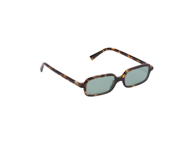 Miu Miu Miu Miu Regard Sunglasses In Honey Tortoiseshell Acetate Frame With Water Green Lenses - view 2