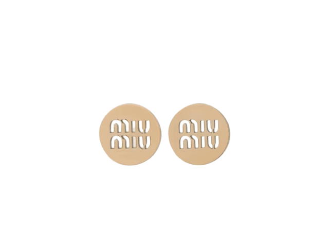 Miu Miu Miu Miu Round Logo Earrings Gold - view 1