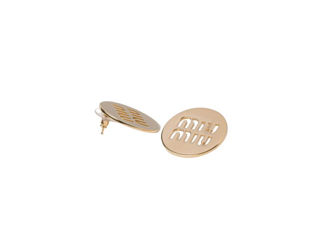 Miu Miu Miu Miu Round Logo Earrings Gold - view 2