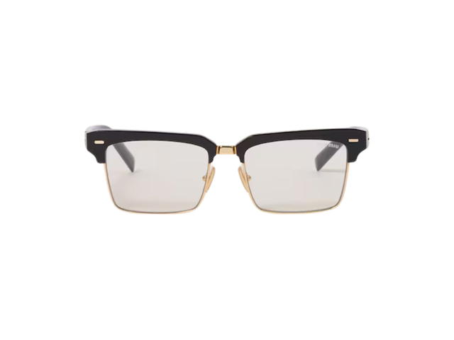 Miu Miu Miu Miu Runway Sunglasses In Black Acetate Frame Front With Blue Lenses - view 1