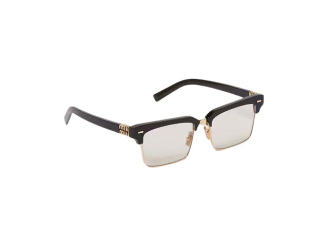Miu Miu Miu Miu Runway Sunglasses In Black Acetate Frame Front With Blue Lenses - view 2