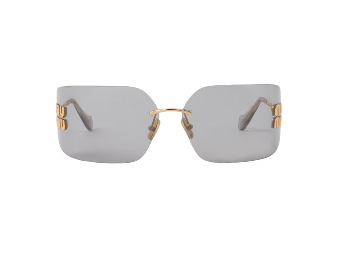 Miu Miu Miu Miu Runway Sunglasses In Gold Metal Frame With Light Gray Lenses