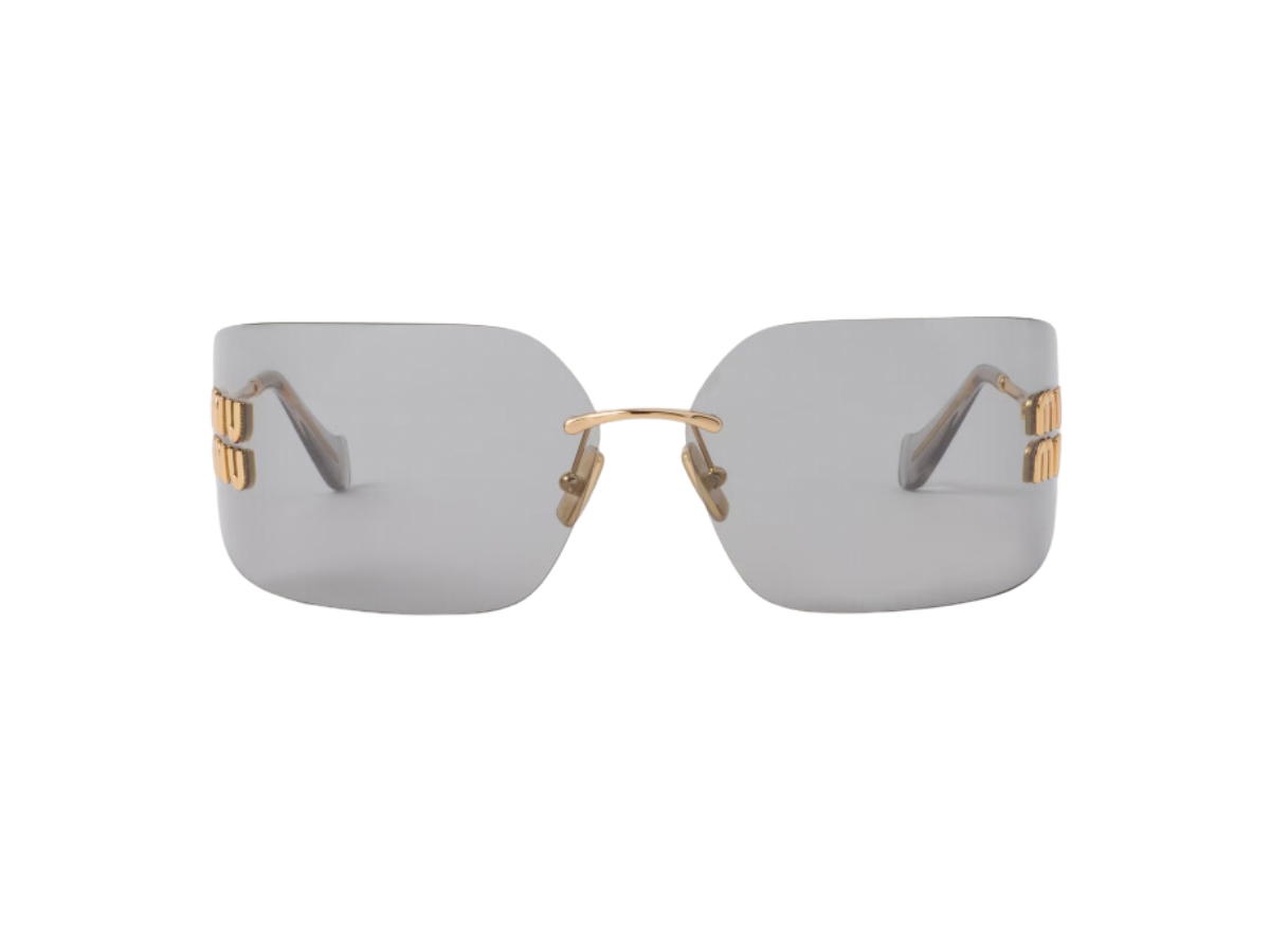 Miu Miu Miu Miu Runway Sunglasses In Gold Metal Frame With Light Gray Lenses