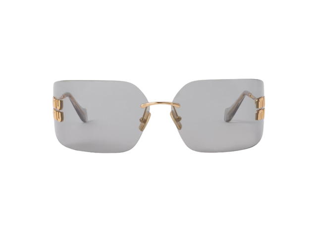 Miu Miu Miu Miu Runway Sunglasses In Gold Metal Frame With Light Gray Lenses - view 1