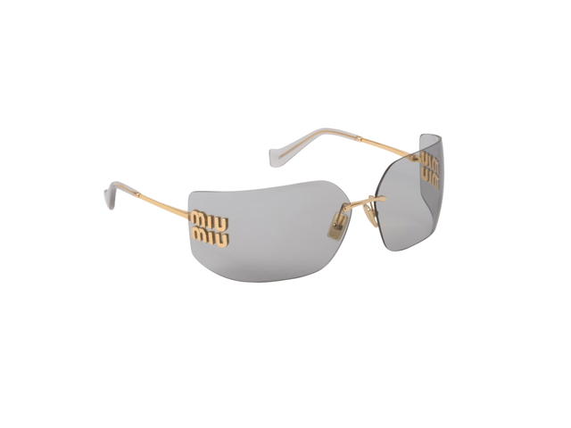 Miu Miu Miu Miu Runway Sunglasses In Gold Metal Frame With Light Gray Lenses - view 2