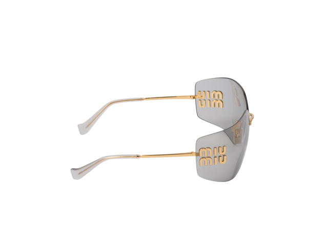 Miu Miu Miu Miu Runway Sunglasses In Gold Metal Frame With Light Gray Lenses - view 3