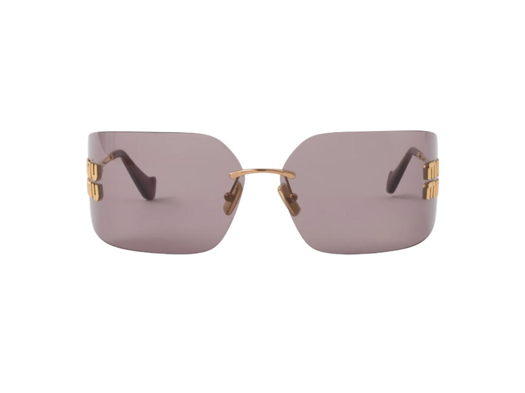 Miu Miu Miu Miu Runway Sunglasses In Gold Metal Frame With Mauve Lenses