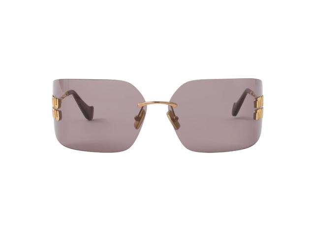 Miu Miu Miu Miu Runway Sunglasses In Gold Metal Frame With Mauve Lenses - view 1