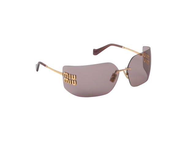 Miu Miu Miu Miu Runway Sunglasses In Gold Metal Frame With Mauve Lenses - view 2