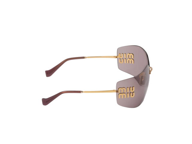 Miu Miu Miu Miu Runway Sunglasses In Gold Metal Frame With Mauve Lenses - view 3