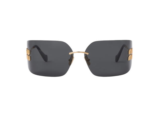 Miu Miu Miu Miu Runway Sunglasses In Gold Metal Frame With Slate Gray Lenses - view 1