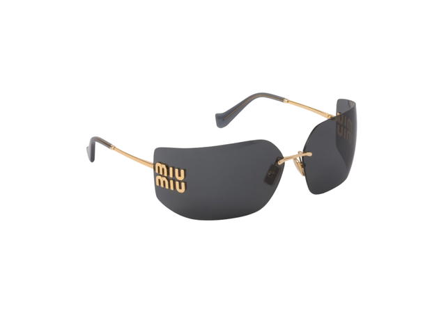 Miu Miu Miu Miu Runway Sunglasses In Gold Metal Frame With Slate Gray Lenses - view 2
