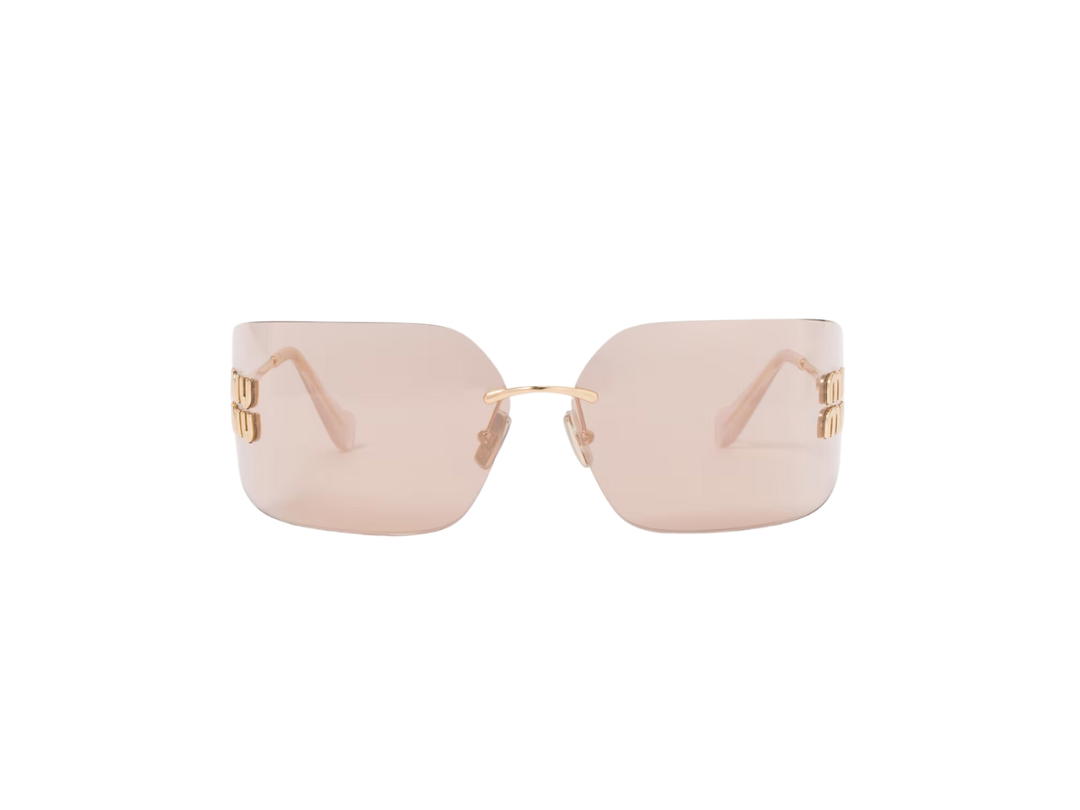 Miu Miu Miu Miu Runway Sunglasses In Pale Gold With Metal Frame Rose Gold Lenses