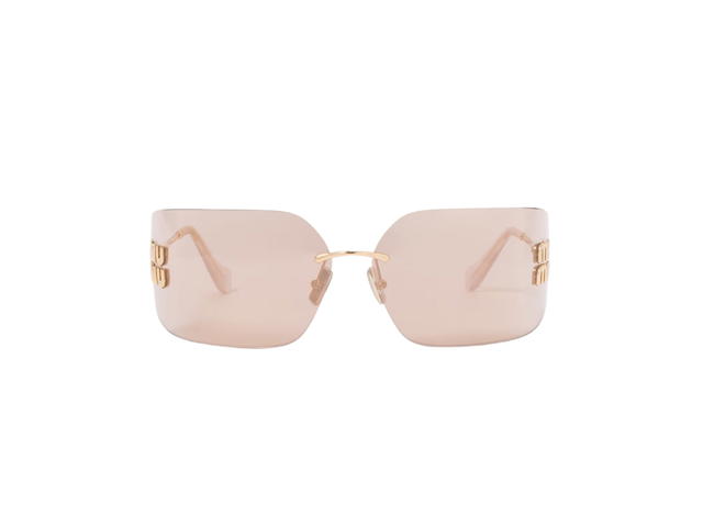 Miu Miu Miu Miu Runway Sunglasses In Pale Gold With Metal Frame Rose Gold Lenses - view 1