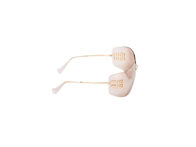 Miu Miu Miu Miu Runway Sunglasses In Pale Gold With Metal Frame Rose Gold Lenses - view 3