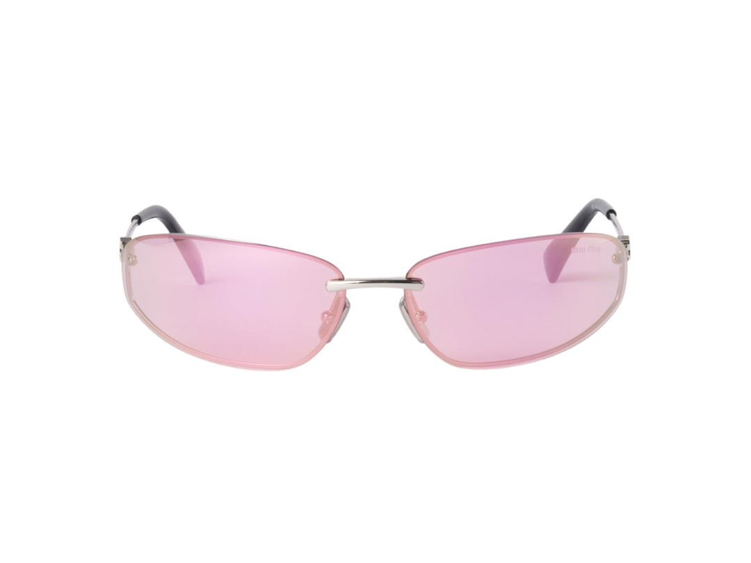 Miu Miu Miu Miu Runway Sunglasses In Steel Gray Metal Frame With Mirrored Begonia Lenses