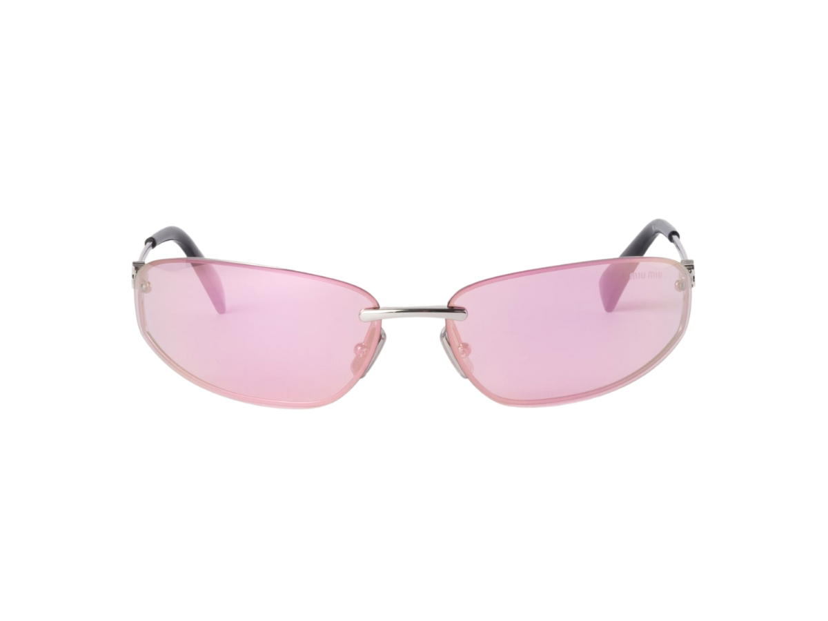 Miu Miu Miu Miu Runway Sunglasses In Steel Gray Metal Frame With Mirrored Begonia Lenses