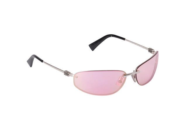 Miu Miu Miu Miu Runway Sunglasses In Steel Gray Metal Frame With Mirrored Begonia Lenses - view 2
