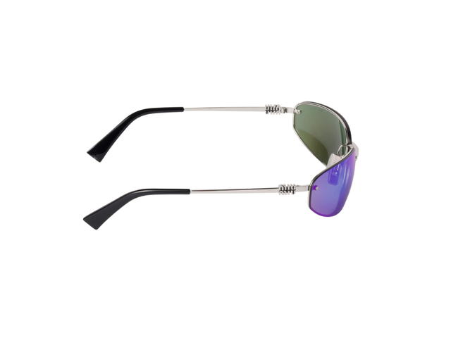 Miu Miu Miu Miu Runway Sunglasses In Steel Gray Metal Frame With Mirrored Cyan Lenses - view 3