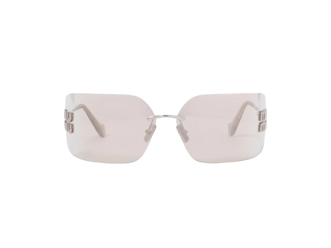 Miu Miu Miu Miu Runway Sunglasses In Steel Metal Frame With Light Gold Lenses