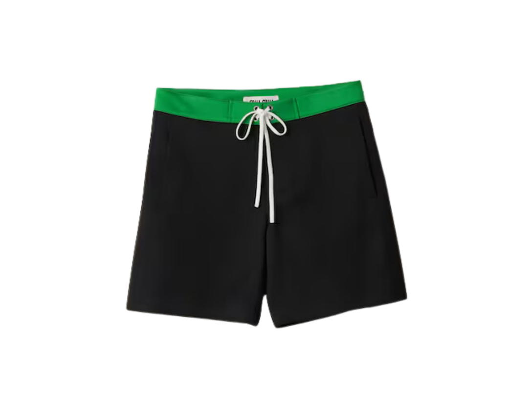 Miu Miu Miu Miu Satin Bermudas Black-Grass green