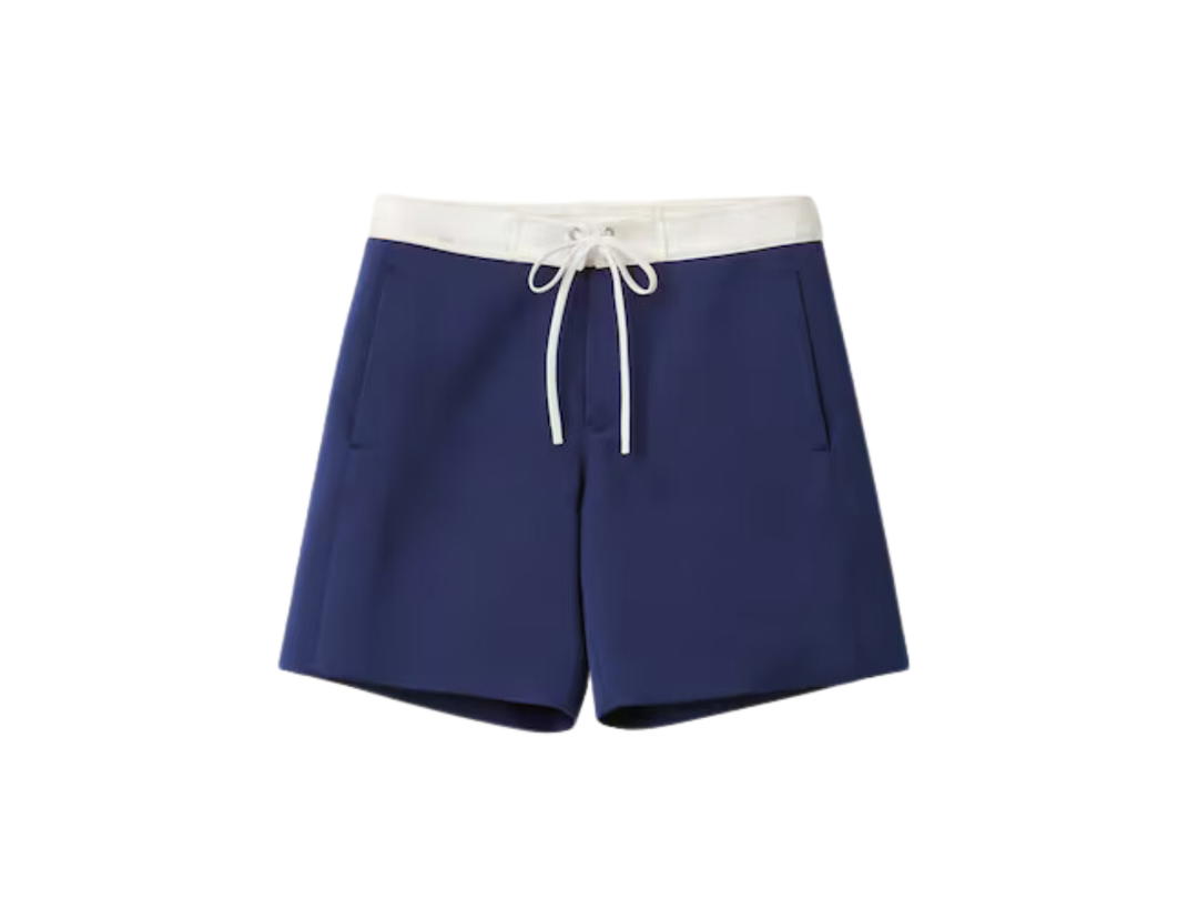 Miu Miu Miu Miu Satin Bermudas Ink Blue-White