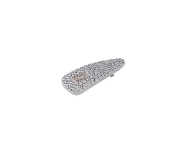 Miu Miu Miu Miu Satin Hair Clip With Artificial Crystals In Silver Metal lettering White - view 2