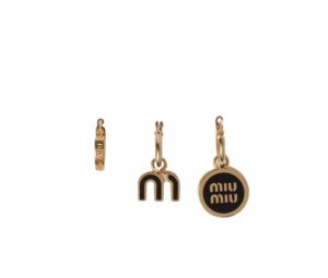 Buy Miu Miu Set Of Enameled Metal Earrings With Visible Logo Black at Sasom – Authentic and Ready to Ship