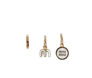Buy Miu Miu Set Of Enameled Metal Earrings With Visible Logo White at Sasom – Authentic and Ready to Ship