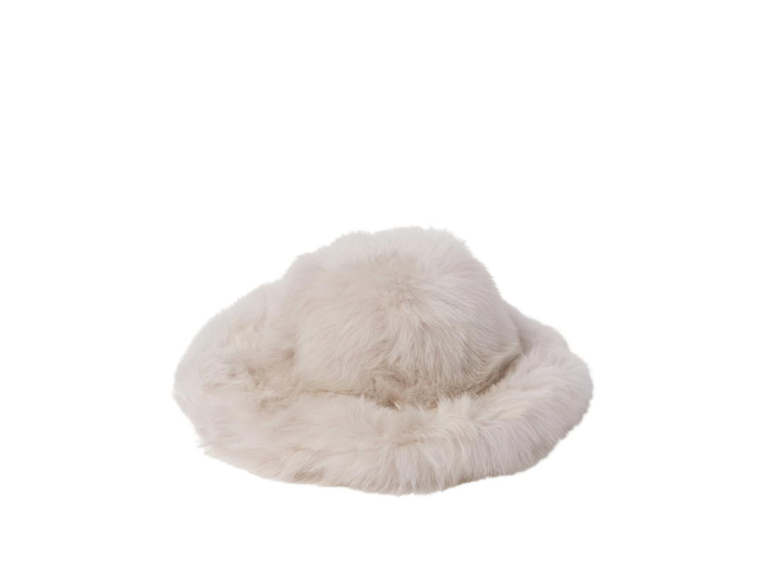 Miu Miu Miu Miu Shearling Hat In Leather With Metal Lettering Logo Ivory