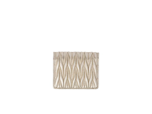 Miu Miu Miu Miu Small Matelassé Nappa Leather Wallet In Leather With Metal Lettering Logo Pyrite - view 2