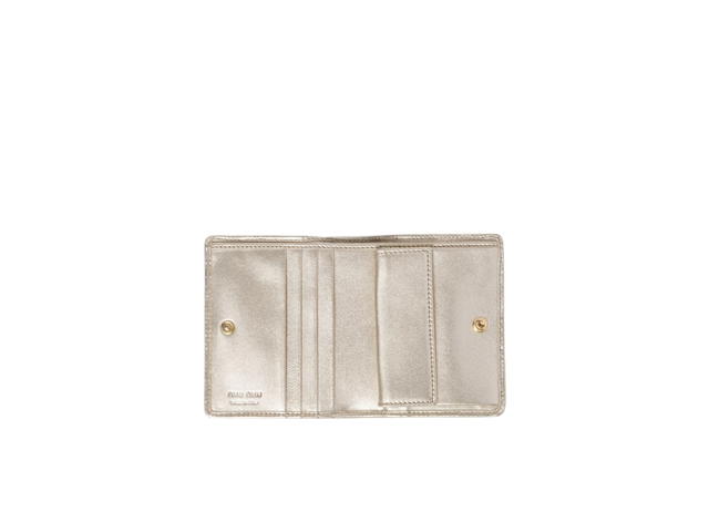 Miu Miu Miu Miu Small Matelassé Nappa Leather Wallet In Leather With Metal Lettering Logo Pyrite - view 3