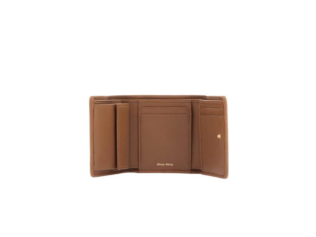 Miu Miu Miu Miu Small Matelassé Wallet In Nappa Leather With Metal Caramel - view 2