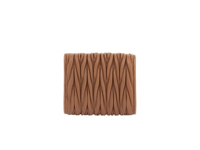 Miu Miu Miu Miu Small Matelassé Wallet In Nappa Leather With Metal Caramel - view 3