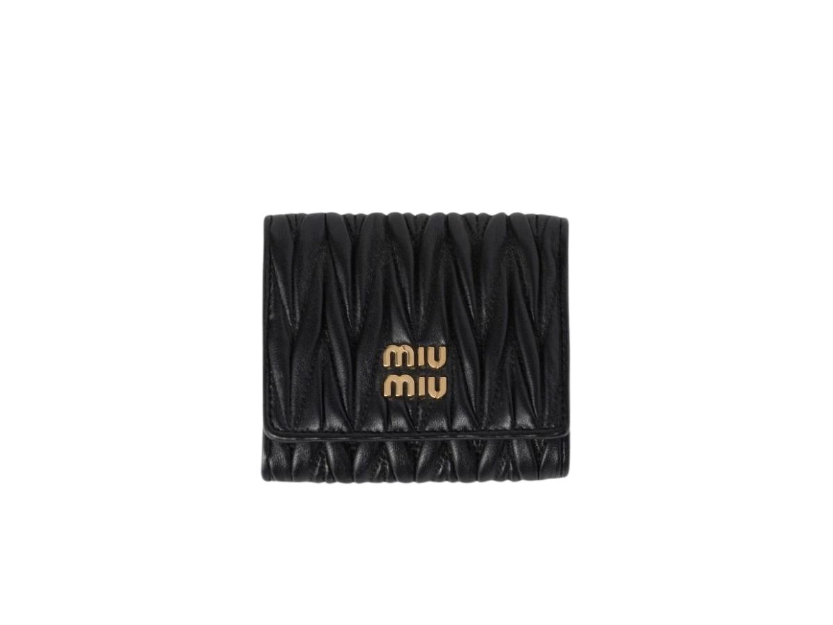 Miu Miu Miu Miu Small Matelasse Nappa Leather Wallet Black