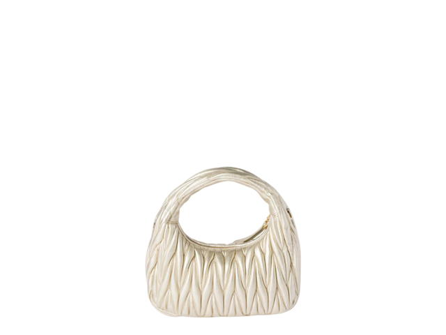 Miu Miu Miu Miu Small Wander Matelassé Nappa Leather Hobo Bag With Metal Lettering Logo On The Front Gold-Tone Hardware Pyrite - view 3